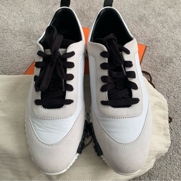Hermes Blanc/Noir Bouncing Sneakers Size 39 Box Dust Bags - Picture 6 of 9